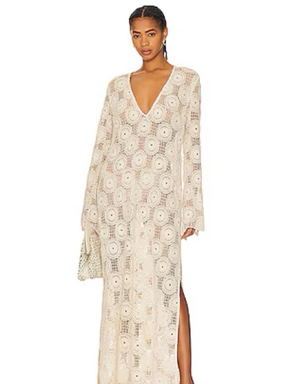 RONNY KOBO ASHER Crochet Maxi Cover-Up Dress in Cream